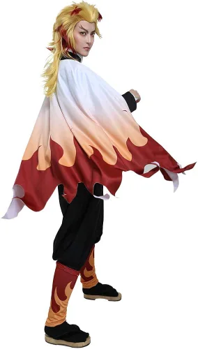 Vista 3 de Miccostumes Traje de cosplay Rengoku Kyoujurou para hombre con pilar de la llama del cuerpo de matanza de demonios