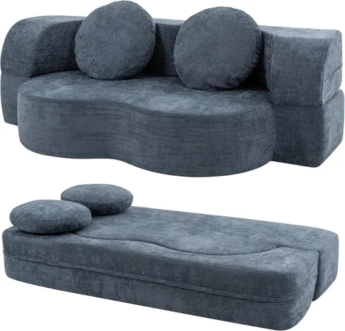 Vista 10 de Shintenchi Sofá cama convertible de 78 pulgadas, sofá cama 2 en 1 sin hueso, sofá biplaza de espuma viscoelástica, cama plegable de invitados con 2