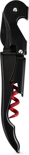 Vista 11 de True Truetap Sacacorchos de camarero de doble bisagra, abridor de botellas de vino de acero inoxidable con cortador de papel de aluminio Negro