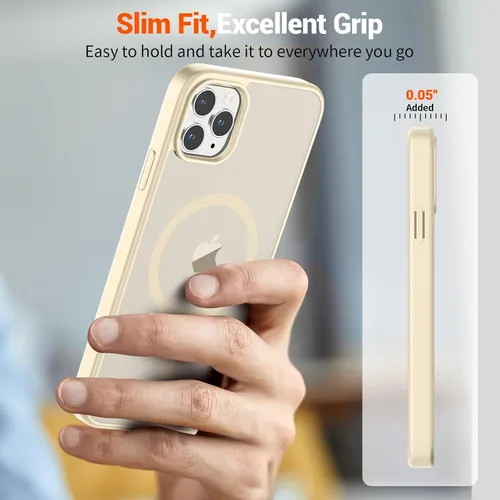 Vista 7 de SUPFINE Funda magnética para iPhone 11 Pro Max (compatible con MagSafe) (protección contra caídas de grado militar), delgada, translúcida mate, a