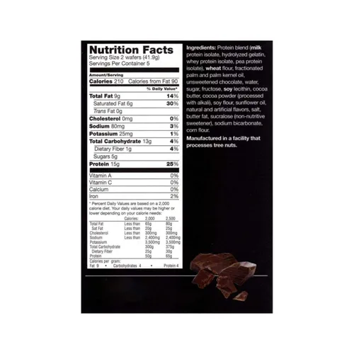 Vista 2 de Barras de oblea de chocolate con alto contenido proteico compatibles con proteínas Proti Fit