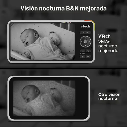 Vista 8 de VTech Smart WiFi Baby Monitor - Ve a tu bebé en casa o desde cualquier lugar, cámara 2K, pantalla de 5.5 pulgadas, zoom 24X, gran angular, visión
