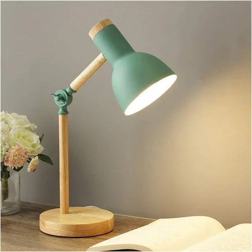 Vista 10 de Lámpara de escritorio moderna de madera con pantalla metálica ajustable - Lámpara de mesita de noche y negro para oficina, estudio, dormitorio