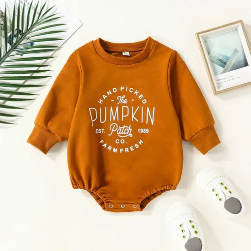Vista 138 de Ropa de Halloween para bebé niña, sudadera con estampado de calabaza, mameluco de burbujas, lindo traje de Acción de Gracias de otoño