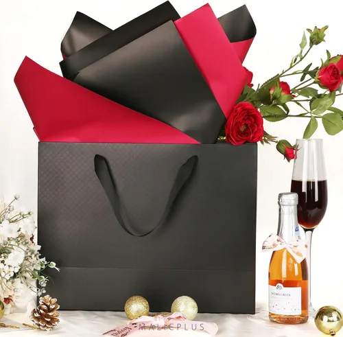 Vista 4 de 12 bolsas de regalo grandes de 13 x 5 x 10 pulgadas, bolsas de regalo grandes color negro mate con asas para el día de Acción de Gracias y todas