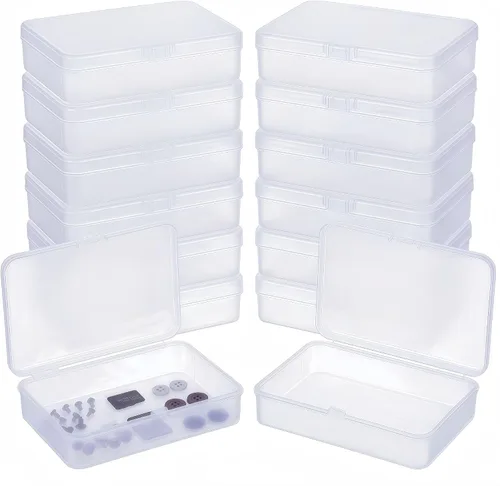 Vista 14 de LJY 100 contenedores rectangulares vacíos de plástico transparente con tapas con bisagras (2.2 x 1.6 x 0.8 pulgadas, transparente)