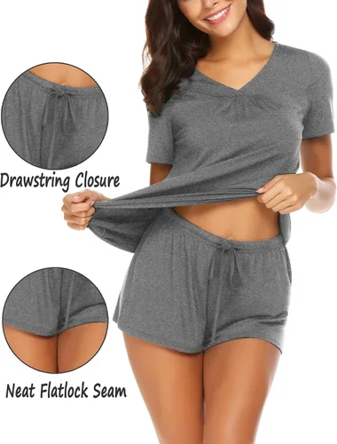 Vista 3 de Avidlove - Conjunto de pijama para mujer, camiseta de manga corta y pantalones cortos, ropa para dormir disponible en tallas S-XXL.