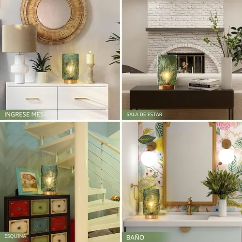 Vista 8 de Lámpara de mesa con pilas, lámparas inalámbricas para decoración del hogar, luz nocturna a pilas con bombilla LED con temporizador, luces