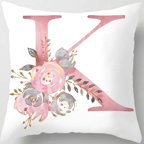 Vista 24 de Fundas de almohada rosa, lindas fundas de almohada decorativas con alfabeto, fundas de cojín cuadradas, protectores de almohada con letras