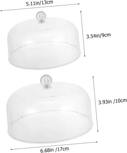 Vista 2 de SHOWERORO 2 cubiertas acrílicas para tartas, cúpulas de postre multifuncionales, protector de alimentos reutilizable para uso diario para fiestas