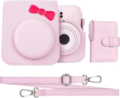 Vista 11 de Fuji Mini 12 - Funda para cámara y álbum de fotos, funda protectora de cuero compatible con cámara instantánea Instax Mini 12 con álbum de fotos