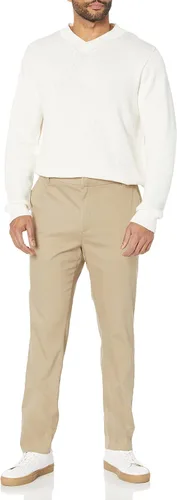 Vista 7 de Tienda Essentials Pantalón chino elástico ajustado resistente a las arrugas, sin pinzas, para hombre