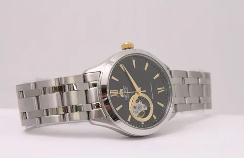 Vista 5 de Orient abierto corazón automático esfera negra reloj de los hombres FAG03002B0
