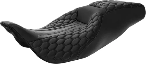 Vista 7 de Asiento de conductor, pasajero y piloto - SLMOTO Asiento de motocicleta de una pieza para 2 personas, compatible con Harley Touring Road King CVO