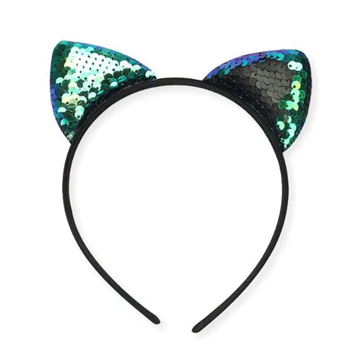 Vista 9 de 8 diademas con orejas de gato con lentejuelas brillantes para el pelo para fiestas disfraces y decoraciones diarias