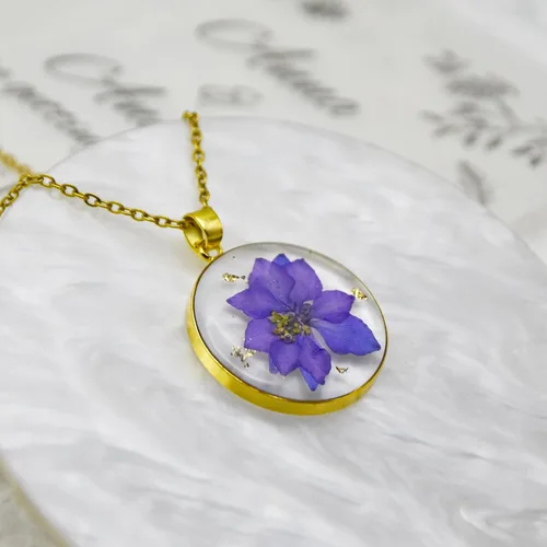 Vista 94 de Pressed Flower Necklace Gift for Women Personalized Handmade Necklaces Birth Flower Necklace