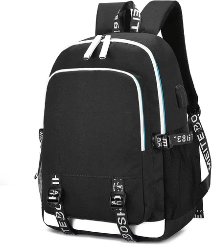 Vista 7 de Mochila unisex Cristiano Ronaldo con cremallera multifunción CR7, mochila ligera USB para la escuela, Style 6