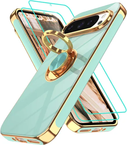 Vista 308 de Funda para Motorola Moto G 5G 2024: Funda Moto G Play 5G 2024 con 2 piezas de protectores de pantalla, soporte de anillo de rotación de 360°
