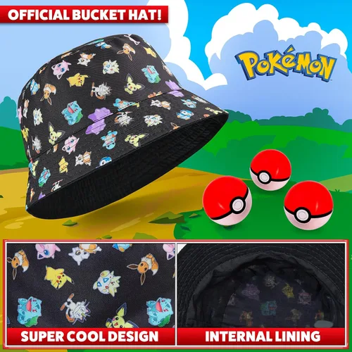 Vista 4 de Pokemon Gorra de béisbol para niños y niñas, unisex, Pikachu, correa ajustable, accesorios de verano