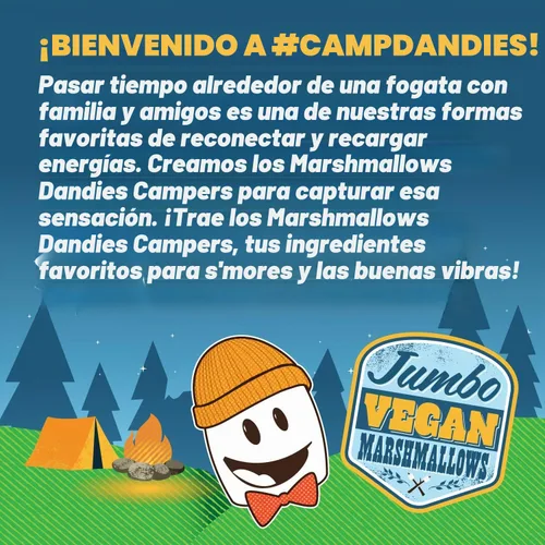 Vista 3 de Dandies Jumbo Campers, Malvaviscos Veganos, Sin Saborizante Artificial, Colorantes Alimentarios, Jarabe de Maíz o Gelatina, Perfectos para S’mores