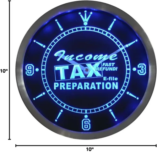 Vista 3 de ADVPRO nc0415-b Preparación de impuestos sobre la renta e-File Service Reloj de pared LED con signo de neón
