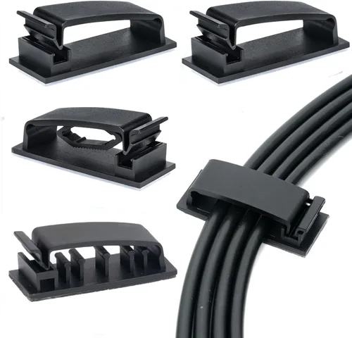 Vista 7 de Clips para cables, 50 unidades, clips autoadhesivos para organizar cables, organizador de cables, soportes para cables para electrodomésticos, PC