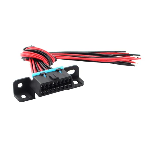 Vista 6 de iKKEGOL OBD II J1962F OBD2 - Conector hembra de 16 pines, puerto de salpicadero, cable estañado abierto, coleta, cables completos, bricolaje