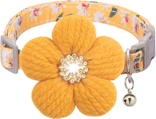 Vista 12 de Collar para perro mediano con flor, collares de perro para perros medianos Collar para niña Collar de perro lindo con campana, longitud ajustable