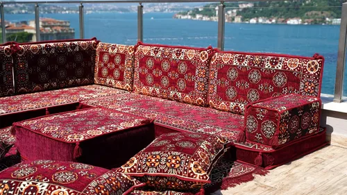 Vista 3 de arabicsofa Juego de Sofá Majlis Árabe de Esquina en Forma de L – Cojín Modular de Piso con Almohadas de Respaldo