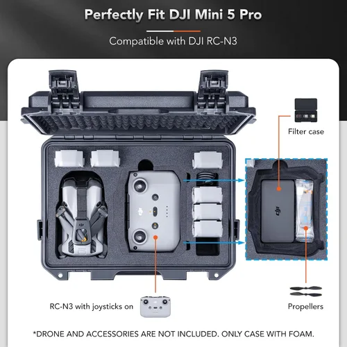 Vista 3 de Lykus Titan MM510 - Carcasa rígida impermeable para DJI Mini 5 Pro y RC2