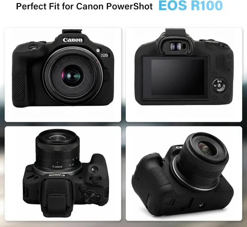 Vista 4 de Funda para cámara Canon EOS R100, funda protectora de silicona suave con protector de pantalla Accesorios para Canon R100, antiarañazos, goma ligera