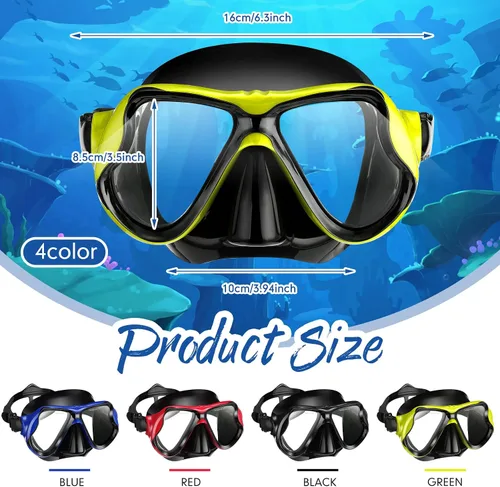 Vista 2 de Preboun 4 máscaras de buceo para adultos, antiempañamiento, sin fugas, gafas de snorkel para hombres y mujeres, gafas de natación panorámicas