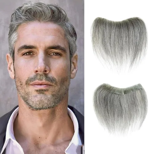 Vista 15 de Extensión frontal de cabello rubio claro para hombres, extensión de cabello lacio con pérdida de línea de cabello humano con cinta adhesiva