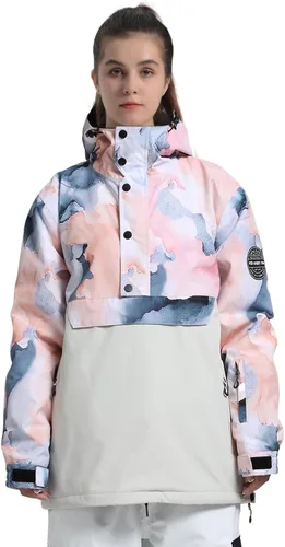Vista 13 de GSOU SNOW - Chaqueta de esquí para mujer, abrigo de nieve, impermeable, cortavientos, chaqueta de snowboard, aislada, cálida, para invierno