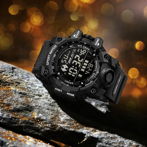 Vista 6 de Reloj militar digital para hombre, reloj de pulsera táctico, cronómetro y alarma facial grande, resistente al agua para exteriores para hombres