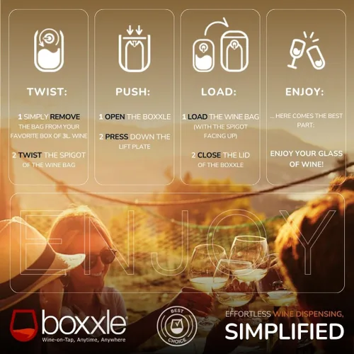 Vista 7 de Boxxle Box - Dispensador de vino de acero inoxidable de 3 litros, elegante, eficiente, sostenible, mantiene el vino fresco durante 6 semanas