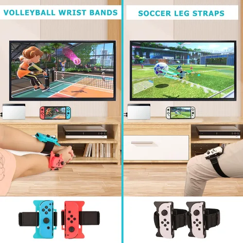 Vista 6 de RTop 24 in 1 Switch Sports Accessories Kit for Nintendo Switch Sports, Switch Controllers Joy-Con Grips, Family Accessories Bundle Compatible with