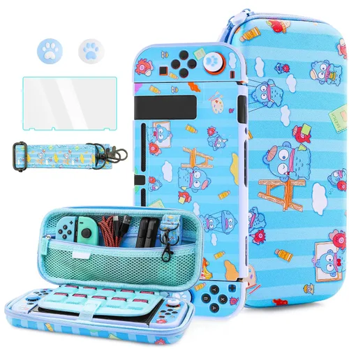 Vista 9 de HYPERCASE Cute Cat Switch Case Kit for NS Accessories Storage, with Portable Travel Carrying Bag Pouch, Soft Switch Protective Skin Cover, HD Screen