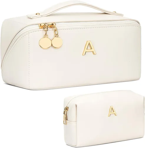 Vista 58 de Regalos de cumpleaños para mujeres y adolescentes, juego de bolsas organizadoras de maquillaje con iniciales personalizadas, bolsa de cosméticos