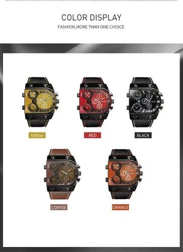 Vista 5 de Rusia Militar Ejército Multi-Time Zones 3 veces Reloj de cuero de cuarzo para hombre
