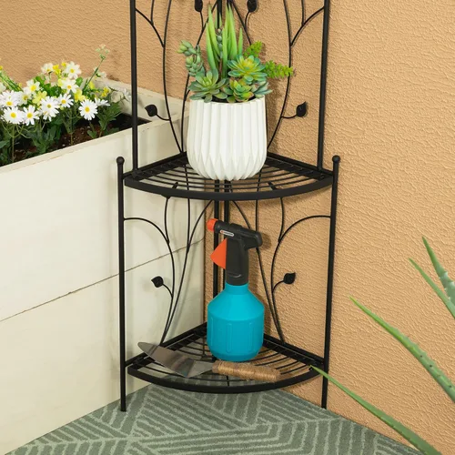 Vista 3 de Glitzhome Soporte para plantas de esquina de metal negro de 4 niveles de 52 pulgadas de alto