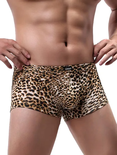 Vista 3 de IKINGSKY iKingksy - Calzoncillos tipo bóxer de leopardo para hombre, de tiro bajo