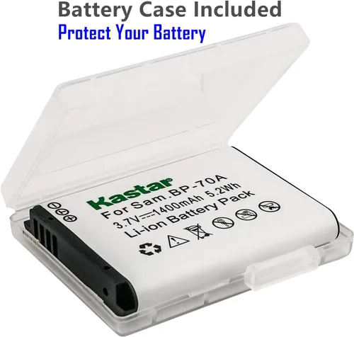 Vista 5 de Kastar Battery 2x & Travel Charger for Samsung BP-70A BP70A ST95 ST100 ST150F ST700 ST6500 SL50 SL600 SL605 SL630 WB30F WB35F WB50F ES70 ES80 MV800