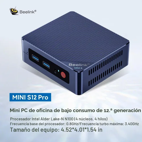 Vista 2 de Beelink MINI S12 PRO Mini PC, Intel Alder Lake N100 16GB RAM 512GB SSD