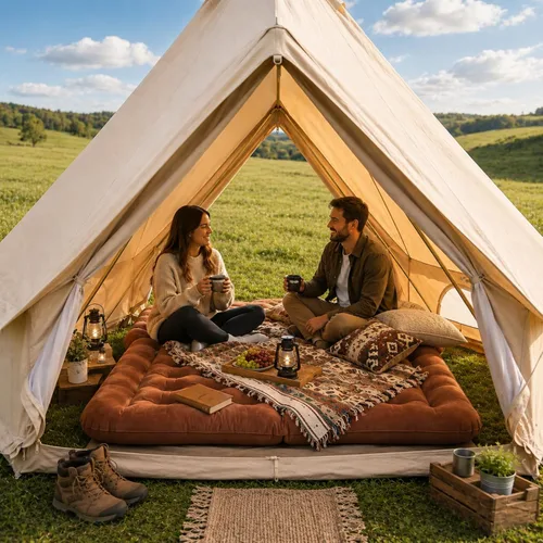 Vista 8 de Cama inflable de colchón de aire SUV, cama de camping de viaje flocado con bomba de aire (naranja)