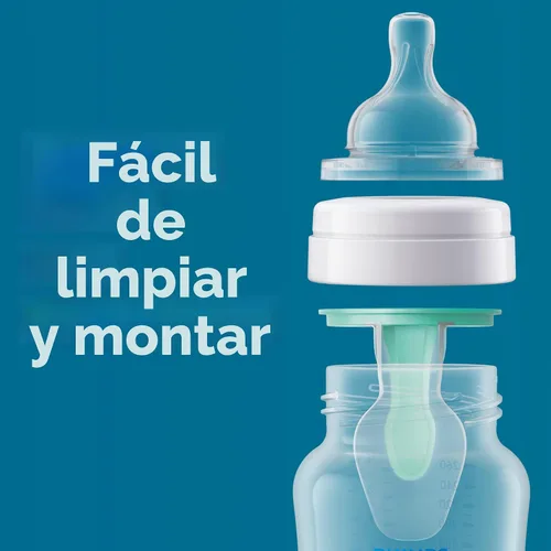 Vista 6 de Philips Avent - Biberón anticólicos con ventilación AirFree, 4 onzas, con flujo de 1 pezones, 0.0 ft+, 2 unidades, transparente, SCY701/92 For