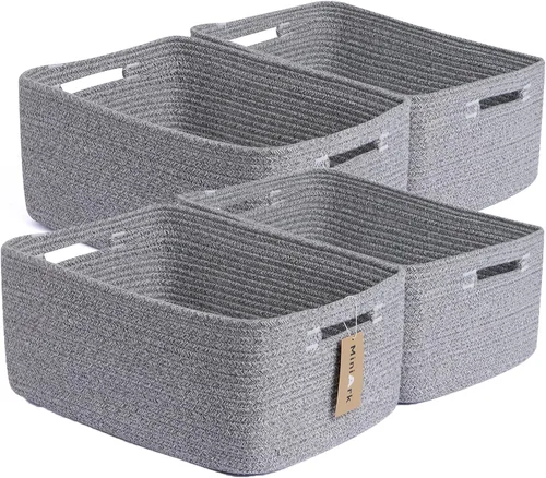 Vista 18 de MiniArk Cestas grandes de almacenamiento para estantes, organizadores de armario, para ropa, manta, toallas, guardería, caja de juguetes, cestas