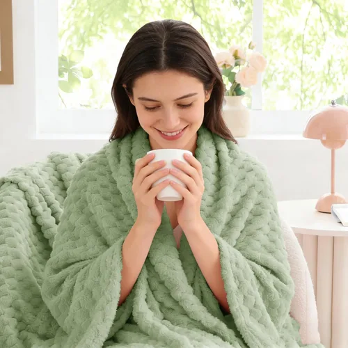 Vista 126 de BEDELITE Manta de forro polar para sofá y cama, manta decorativa de jacquard 3D de almendra, súper suave y acogedora, manta mullida cálida adecuada