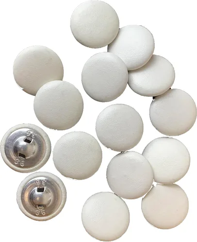 Vista 59 de Heyiwell 30 botones redondos cubiertos de cuero con vástago de metal, para vestidos de novia, camisas, vestidos, manualidades de costura (beige, mm)