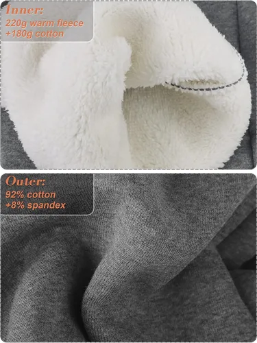 Vista 3 de URATOT Paquete de 2 pantalones deportivos con forro de sherpa para mujer con bolsillos, pantalones deportivos con forro polar